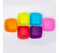 Lot de 6 moules à cupcakes carrés réutilisables en silicone anti-adhésif pour petits pains de cuisine, gadgets de cuisine, desserts, 7 x 7 cm