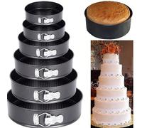 Lot de 6 moules à gâteaux, 6 tailles différentes, cercle circulaire, en forme de ressort, plaque de cuisson antiadhésive en acier multi-tailles (noir, 18 cm, 20 cm, 22 cm, 24 cm, 26 cm, 28 cm). PLATEA