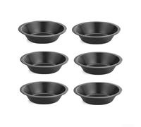 Lot de 6 moules à tarte ronds en acier carbone anti-adhésif pour tartes, gâteaux, pain et autres pâtisseries