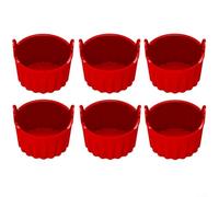 Lot de 6 moules de cuisson en silicone antiadhésifs pour pâtisserie, moules à muffins, moules de cuisson, coquetiers (6,5 x 7 cm) (rouge)