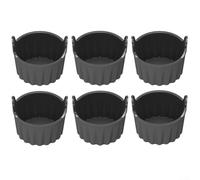 Lot de 6 moules de cuisson en silicone antiadhésifs pour pâtisserie, moules à muffins, moules de cuisson, coquetiers (6,5 x 7 cm) (gris)