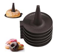 Lot de 6 Moules pour Préparer Bagels Silicone Marron pour la pâtisserie les beignets le pain la pâtisserie pour bagels et beignets 13,5 x 12,5 x 17 cm