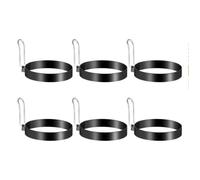 Lot de 6 moules ronds en acier inoxydable pour œufs au plat, pancakes, omelettes avec poignée pour la cuisson des œufs.