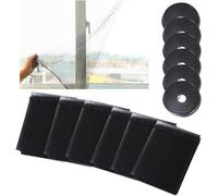 Lot de 6 moustiquaires en non-tissé pour fenêtres, 130 cm x 150 cm, 6 rouleaux de ruban adhésif, protection anti-insectes pour fenêtres, protection estivale, moustiquaire pour fenêtre (noire)