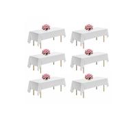 Lot de 6 nappes rectangulaires blanches 1524 x 2591 mm en polyester infroissable lavables en machine mariage banquet