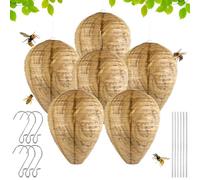 Lot de 6 nids de guêpes artificiels résistants aux intempéries | Piège à nid de guêpes, appât artificiel imperméable pour repousser les guêpes devant la maison et le jardin.