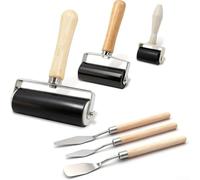 Lot de 6 outils de gravure comprenant 3 braises en caoutchouc et 3 grattoirs pour artistes engagés dans l'application d'art mural et la finition artisanale