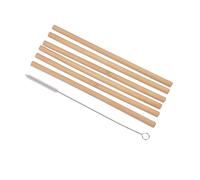 Lot de 6 Pailles avec Brosse Bambou 20cm Naturel