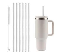 Lot de 6 pailles de rechange, en acier inoxydable, pour tasse Stanley, avec 1 brosse à paille, 30 cm, compatibles avec Stanley Cup, 20/30/40 oz