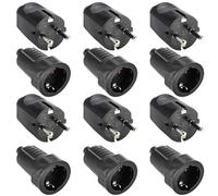 Lot de 6 paires de prises et fiches Schuko : fiches de sécurité 250 V 16 A IP54, fiches Schuko étanches adaptées à une utilisation extérieure, ensemble de prises et fiches bipolaires en caoutchouc