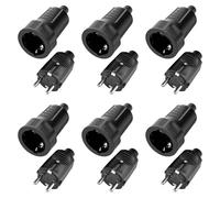 Lot de 6 Paires Fiches Schuko, 250 V 16 A Connecteurs Schuko En Caoutchouc, Prise D'alimentation, 2 Broches, Fiche Schuko et Raccord en Caoutchouc, Sans Câble