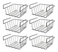Lot de 6 panier suspendu, organisateur à suspendre, rangement placard cuisine, panier de rangement en métal noir - Longueur 22 x Profondeur 22 x Hauteur 13 cm - JUANIO - Noir G