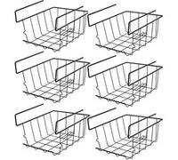 Lot de 6 panier suspendu, organisateur à suspendre, rangement placard cuisine, panier de rangement en métal noir - Longueur 22 x Profondeur 18 x Hauteur 13 cm - JUANIO - Noir G