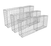 MonsterShop Paniers de gabions Lot de 6 Acier galvanisé argenté 100 x 95 x 30 cm
