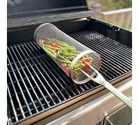 Lot de 6 paniers de grillade en acier inoxydable pour barbecue - Cylindre en maille de 30 cm pour la cuisine en plein air - Parfait pour le poisson, les légumes et les frites
