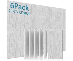 Lot de 6 panneaux acoustiques autocollants, panneaux isolants en polyester, panneaux muraux insonorisants haute densité, 60 x 30 x