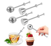 Lot de 6 passoires à thé pour thé en vrac, boules de thé avec poignée télescopique, en acier inoxydable 304, pince à thé, infuseur à thé, passoire à thé, passoire à farine, plumeau en acier inoxydable