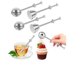 Lot de 6 passoires à thé pour thé en vrac, boules de thé avec poignée télescopique, en acier inoxydable 304, pince à thé, infuseur à thé, passoire à thé, passoire à farine, plumeau en acier inoxydable