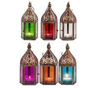 Lot de 6 Petite Lanterne Marocaine décorative Meena 16cm | Photophore marocain pour l’extérieur au Jardin ou l’intérieur sur la Table | Lanternes pour Bougie | décoration de Maison Orientale