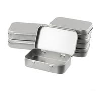 Lot de 6 petites boîtes de rangement rectangulaires en métal avec couvercles à charnière, boîtes rectangulaires en acier étamé pour cosmétiques, baume à lèvres, herbes et mini bougies, organiseurs de