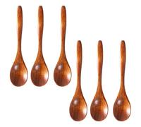 Lot de 6 petites cuilleres en bois Nanmu 13.5cm pour cuisine et cafe | Bois naturel de Nanmu, conception ronde ergonomique, ustensiles de cuisine polyvalents, surface lisse anti-rayures