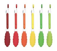 Lot de 6 petites pinces en silicone de 20cm avec embouts en silicone | pour cuisine, service, barbecue, grill, salade, buffet, fête, Passe au lave-vaisselle, colorées