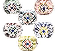 Lot de 6 Photophore marocain en Verre Ajan 9cm coloré | Bougeoir Lanterne Marocaine pour l’extérieur au Jardin l’intérieur sur la Table | Bougeoirs marocains pour décoration Maison Orientale