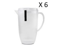Lot de 6 pichet à anse broc carafe avec couvercle et bec capacité 2.5 L - Diamètre 20-14 x Hauteur 24.4 cm -JUANIO