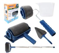 Lot de 6 pièces, set de rouleaux de peinture avec réservoir, rouleau pour bords et pinceau pour coins, kit de peinture multifonction sans couture pour la maison, l'école, le mur de bureau, le plafond