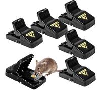 Lot de 6 pièges à souris réutilisables - Gâchette sensible, hygiénique, durable, facile à installer, lutte antiparasitaire intérieure/extérieure