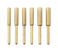 Lot de 6 pierres d'affûtage de tronçonneuse avec tige cylindrique de 3 mm pour meuleuse électrique, outil rotatif, têtes de meulage revêtues d'or et d'argent pour dents de scie, métal, bois