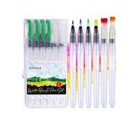 Lot de 6 pinceaux à réservoir d'eau de qualité supérieure - Rechargeables - Réservoir d'eau - Pour aquarelle, aquarelle, bullet journal,