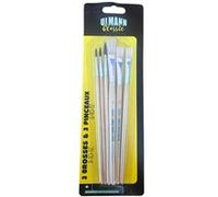 Lot de 6 pinceaux - Brosse et rond - Assortiment - Scolaire - Ulmann