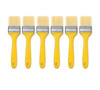 Lot de 6 Pinceaux Plats, Pinceaux à Peinture, 5.08cm Pinceau Peinture et Vernis Bois avec Manche Bois pour lasure, Colle, Teinture et Bricolage Intérieur, Extérieur, Jaune