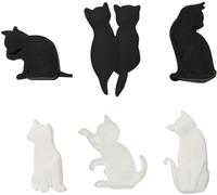 Lot de 6 pinces à sachets de thé en silicone résistant à la chaleur en forme de chat de dessin animé réutilisables pour sacs, boissons, marqueurs, aliments, café, thé