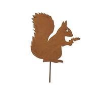 Lot de 6 piquets en métal rouillé - Écureuil - 9 cm - Décoration de jardin - 30 cm - Décoration de Noël - Animaux en métal