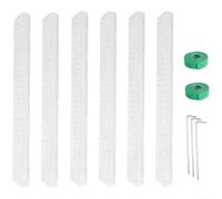 Lot de 6 piquets semi-cylindriques en plastique pour plantes grimpantes avec support de fixation et clous de fixation verticaux Blanc 6 pièces x 6 x 2