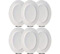 Lot de 6 plat oval, assiette de service coloris blanc en verre - Longueur 36 x Profondeur 34 x Hauteur 2 cm -JUANIO- Blanc G