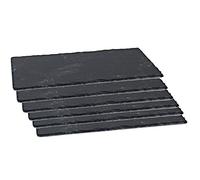 Lot de 6 plateaux en ardoise 30 x 15 cm, idéal pour servir des aliments de manière élégante, plat pour nourriture, dégustation, planche à charcuterie, plat d'hôtellerie, plateau rustique (30 x 15 cm)