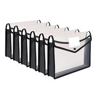 Lot de 6 pochettes en plastique A4 avec bouton-pression et fente pour cartes, pochettes de qualité supérieure pour l'école, le bureau, la maison