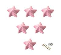 Lot de 6 poignées d'armoire en céramique, de commode, de tiroir, de chambre d'enfant, de porte de placard, jolie étoile de mer, rose