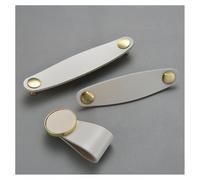 Lot de 6 poignées en cuir pour meubles - 96/128 mm - Gris - Avec vis - Double trou - Boutons de meubles modernes - Poignées d'armoire - Poignée de meuble vintage - Pour cuisine, porte, décoration