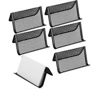 Lot de 6 porte-cartes de visite en maille métallique pour bureau et bureau - Organisateur de cartes de visite multi-usages - Autocollants - Support de téléphone intelligent - Noir