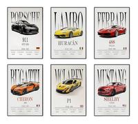 Lot De 6 Posters De Voiture : Poster Supercar 20X30Cm,Décoration Murale De Voiture,Art Mural Moderne,Poster Sur Toile,Poster[CA19]