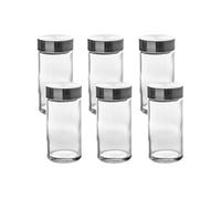 Lot de 6 pots à épices en verre et métal - 80ml - H 9,5 x F 4,5 cm