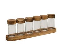Lot de 6 Pots à Épices en Verre Plateau 34cm Transparent