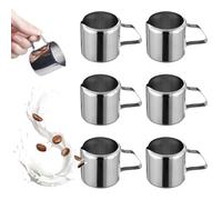 Lot de 6 pots à lait en acier inoxydable : 30 ml Petit pot à lait en acier inoxydable avec poignée, verseur à expresso portable de 1 oz, pot à lait pour mousser le lait, cappuccino, latte, expresso