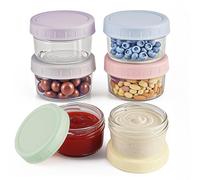 Lot de 6 pots de conservation en verre avec couvercle hermétique - petit pot repas, bocal en verre avec couvercle pour purée, sauce,yaourt - pot de conservation lait maternel empilable80 ml.