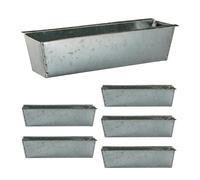 Lot de 6 pots de fleurs en zinc pour palettes européennes 38 x 13 x 9 cm