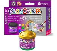 Lot de 6 Pots de Peinture Acrylique - 40 ml. - Couleurs Assorties - Playcolor - Acrylic Metallic - 20311 G